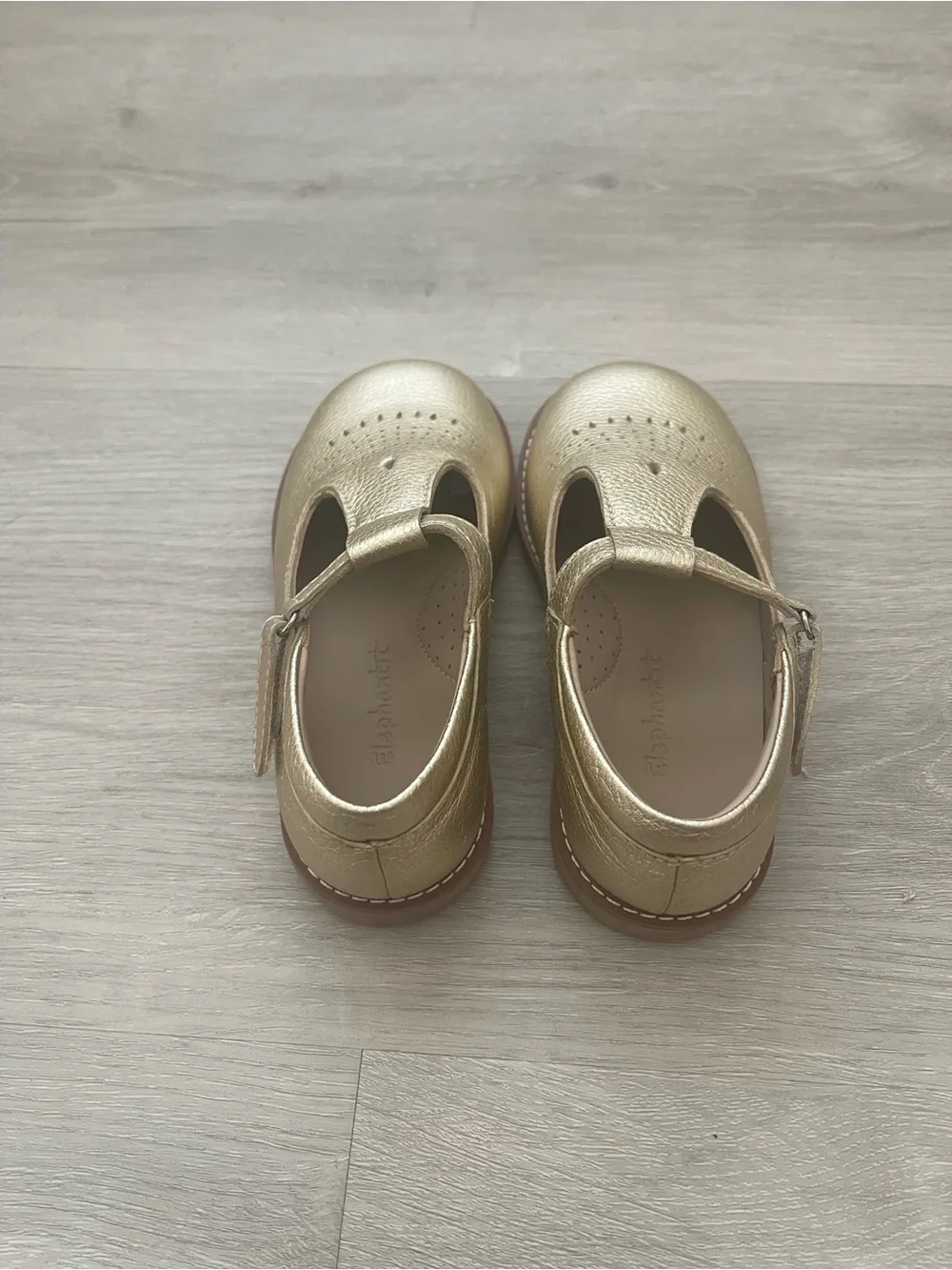 Elephantito Gold T-Strap Dress Shoes for Kids